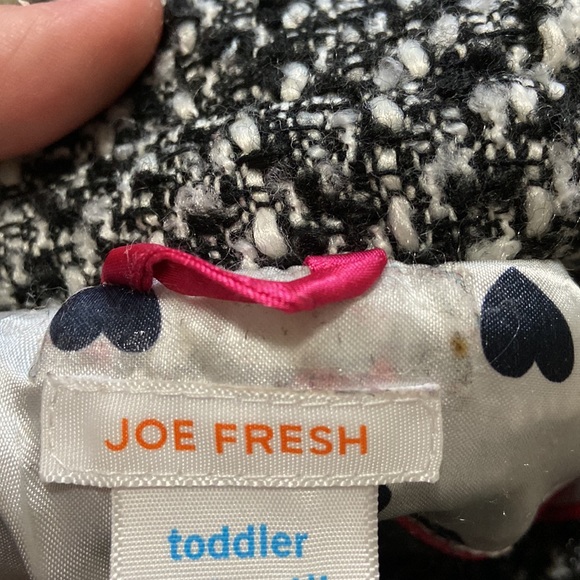 Joe Fresh Black & White Thick Weave Pattern Pea Coat - Picture 9 of 10